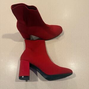 Red Knit Mia Ankle Boots SZ 11 4 inch heel
